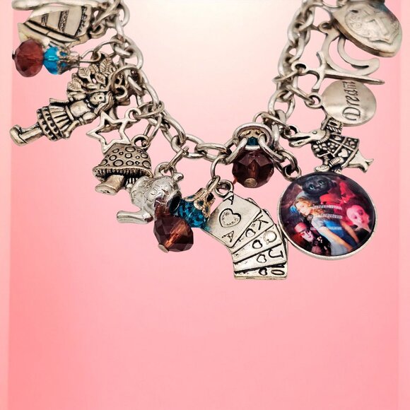 Alice in Wonderland Inspired Charm Bracelet – Silver Tone – Magical, Storybook - Picture 6 of 10